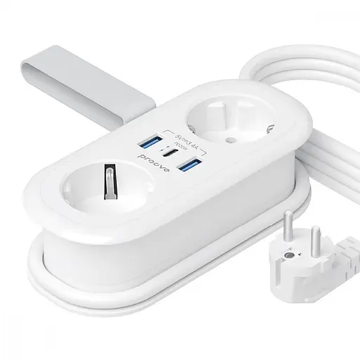 Мережевий фільтр Proove Supercoil 20W (2xAC + Type-C + 2xSB) 1.5m white (PSPS25002102) - фото 1