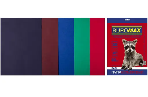 Набор цветной бумаги DARK, 5 цв., 20 л., А4, 80 г/м² BM.2721420-99 BUROMAX (4823078962317) - фото 1