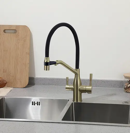 Змішувач для кухні Frap під фільтр з гнучким виливом F4397-3 Бронза - фото 2