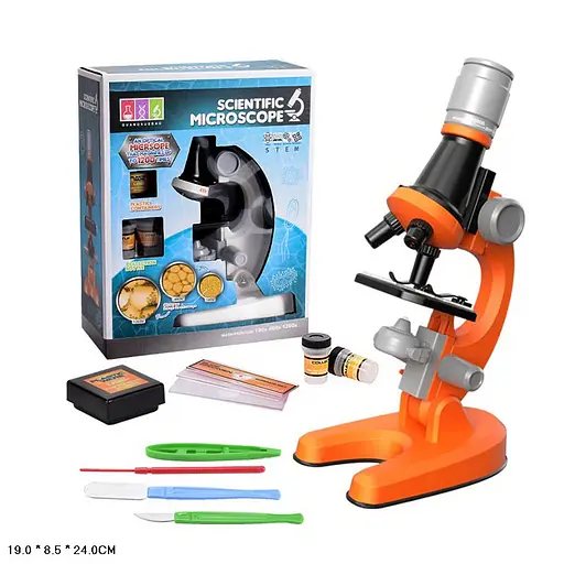 Дитячий мікроскоп 1013, збільшення х100, х400, х1200, у коробці (6982934400047) - фото 1