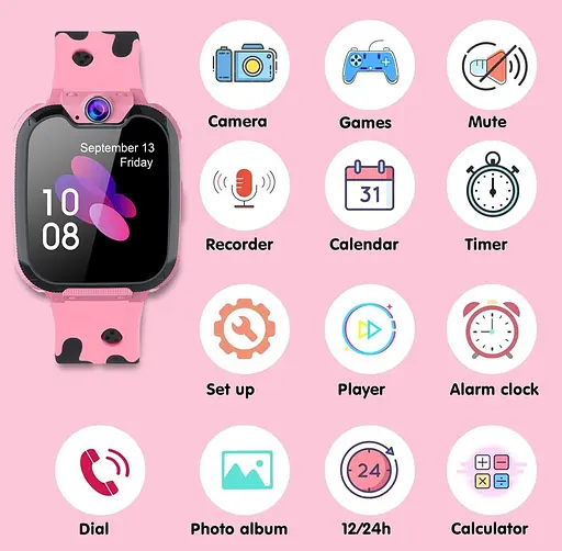 Детские умные часы для мальчиков и девочек, умные часы для детей с двусторонним вызовом SOS 16 игр HD камера - фото 6