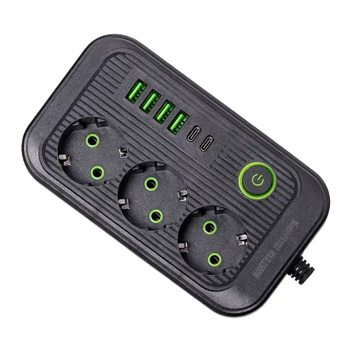 Мережевий фільтр-подовжувач Yiwu HP-5-22 LUXE F016U на 3 розетки 6 USB 4,75 метри чорний  - фото 3