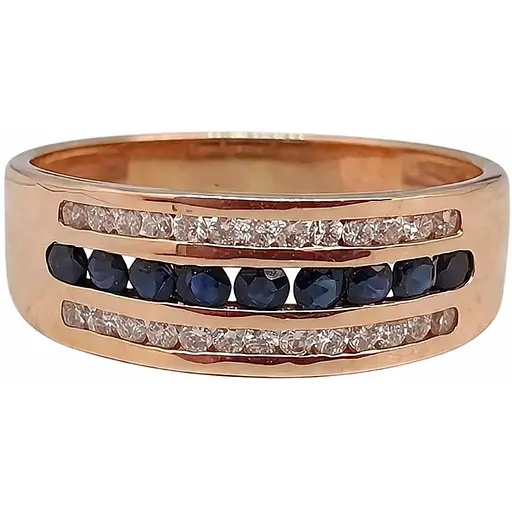 Золотое кольцо с бриллиантами и сапфиром. RS6130K 20 - фото 1