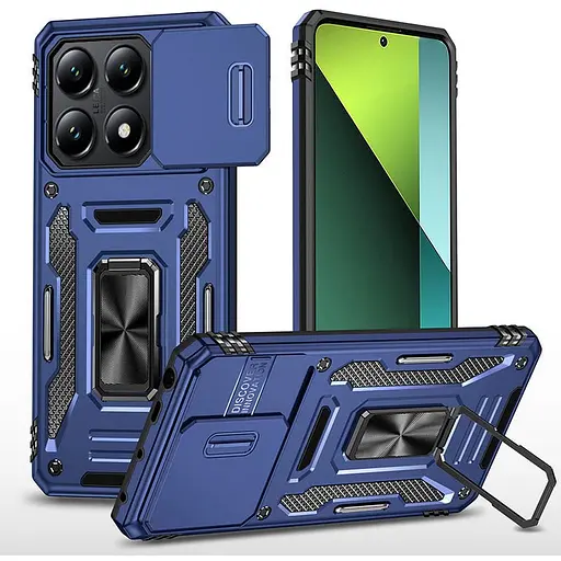 Ударопрочный чехол Epik Camshield Army Ring для Xiaomi 14T Синий / Navy