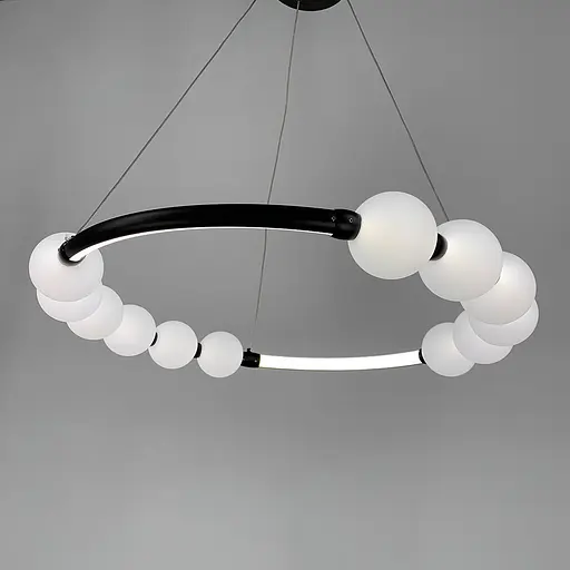 Черная люстра Nordic Pearl с плафонами-жемчужинами на 3 режима Line F | Ст. SG33-600 BK - фото 6