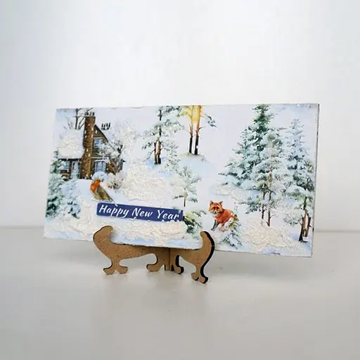 Набор для создания 2 шт открыток на подставках Зимний лес FDGCK-049, 20 см х 10 см - фото 7