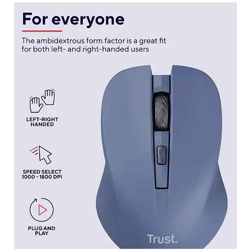 Мишка Trust Mydo Silent Wireless Blue (25041) - фото 6
