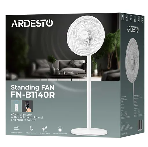 Вентилятор Ardesto FNB-1140R 40 см, 55 Вт, дисплей, таймер, пульт ДУ, опора круглая - фото 6