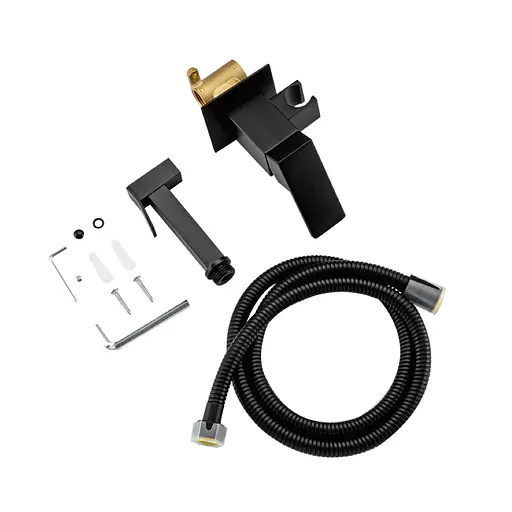 Набір гігієнічного душу прихованого монтажу Frap F7506-6, чорний, Чорний матовий - фото 6