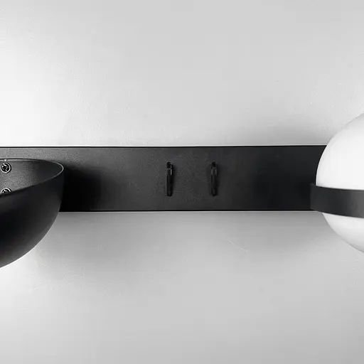 Бра праве у чорному видовженому корпусі із 2-ма плафонами та підставкою 60х17 см Line F Арт. B93/2 R BK (правий) - фото 3