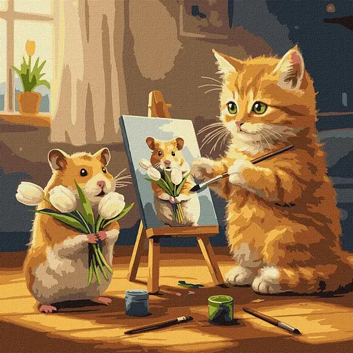 Картина по номерам "Кіт художник" ©art_selena_ua KHO6758, 40х40 см