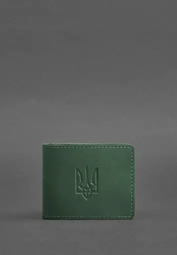 Кожаная обложка для удостоверения с гербом, зеленый Crazy Horse - фото 2