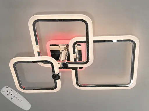 Світлодіодна люстра під стелю з пультом, димером, підсвіткою,65W, хром - фото 1