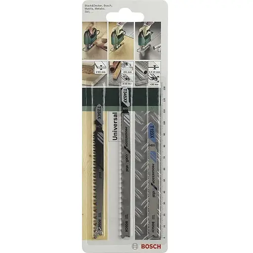 Полотно пиляльне для електролобзика Bosch по дереву та металу, Progressor Wood and Metal, набір 3 шт.