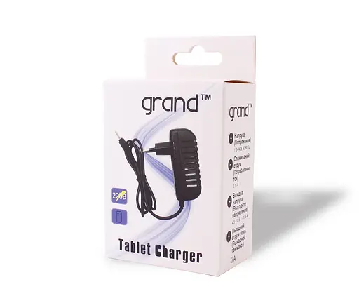 Сетевое зарядное Grand для планшета 2A 2.5*0.7 mm тонкий штекер игла - фото 2