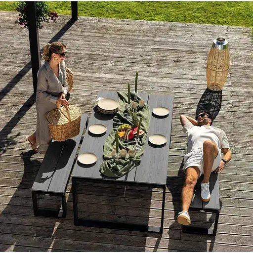 Набор садовой мебели Di Volio Trento стол + 2 скамейки серый - фото 3