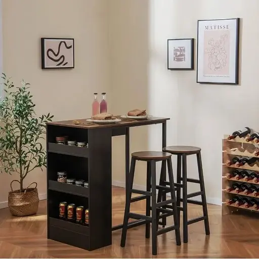 Барний стіл та 2 барні стільці Costway Picmi в стилі Loft - фото 2