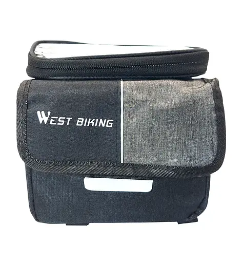 Велосумка на раму West Biking YP0707351 2 л для смартфона 7" 19х18х15 см чорно-сірий (G0001975) - фото 2