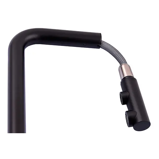 Змішувач для кухні на дві води з висувним виливом Zerix LUX-024 Black ZX5556 Чорний матовий - фото 2