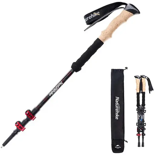 Трекінгова палиця Naturehike NH20DS003 135 см чорний/червоний