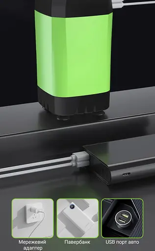 Портативний кемпінговий душ з акумулятором на 6000 mAh Зелений (00251) - фото 4