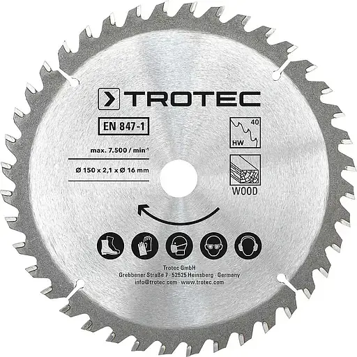 Диск пильный Trotec HW40 Wood 150 х 16 х 2.1 мм 3 шт. (DAS302853) - фото 2