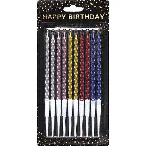 Набір свічок для торта "Спіраль" Bambi TL-1046, 10 штук, металік - фото 1