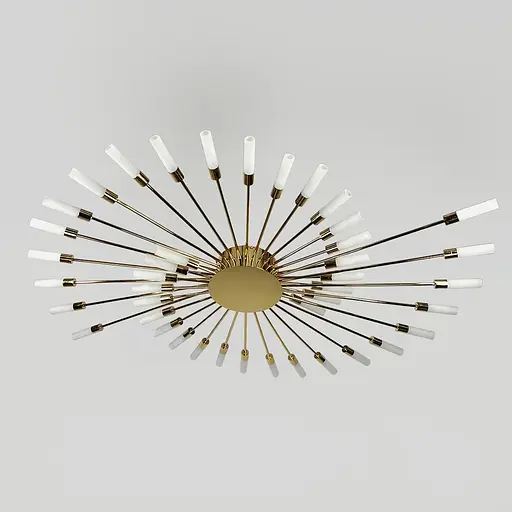 Потолочная золотая люстра в форме солнечной вспышки на 42 плафона G4 Ø 135х120 см | Line F | Ст. 1279/42 GD - фото 1