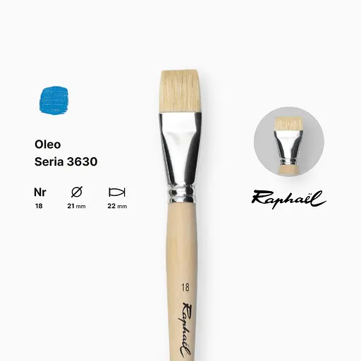 Кисть щетина плоская Raphael Oleo, №18, короткая ручка - фото 2