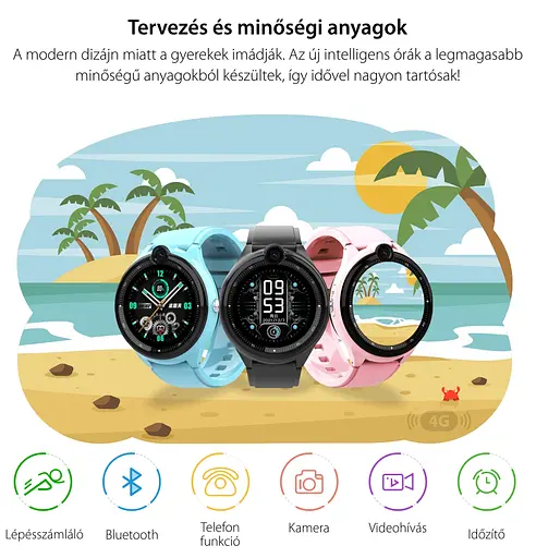 Смарт-годинник дитячі з відеодзвінком Wonlex KT26 Original WI-FI GPS SIM-карта Blue (18341) - фото 6