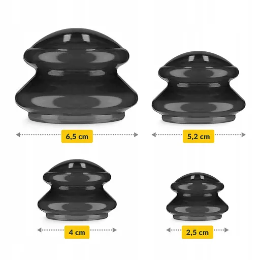 Вакуумные массажные банки 4FIZJO MED+ силиконовые для тела (китайские/антицеллюлитные банки) 4 шт Black (P-5907739314932) - фото 5