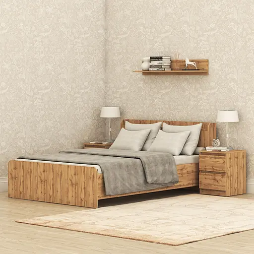 Кровать двуспальная MebelStar Нео 140x200 см Дуб тахо (MBS-1125) - фото 1