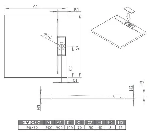 Душевой поддон Radaway Giaros C 90x90 MKGC9090-03 - фото 5