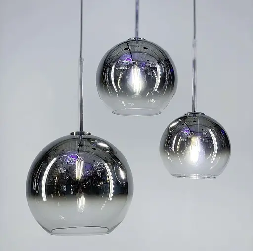 Серія підвісних світильників з глянцевим плафоном з хромованим напиленням | Арт. 05111 Chrome | Line F - фото 3