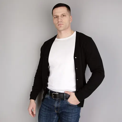 Ремінь чоловічий чорний шкіряний SF-402 (125 см) зі строчкою під джинси - фото 5