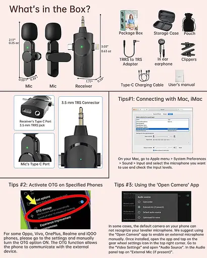 Бездротовий мікрофон, петличний для iPhone Android Camera PC - фото 7