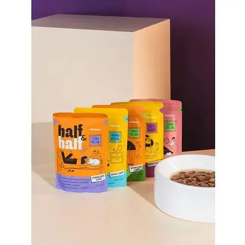 Корм влажный Half&Half для стерилизованных кошек кусочки с тунцем в соусе в форме пауча 100 г - фото 5