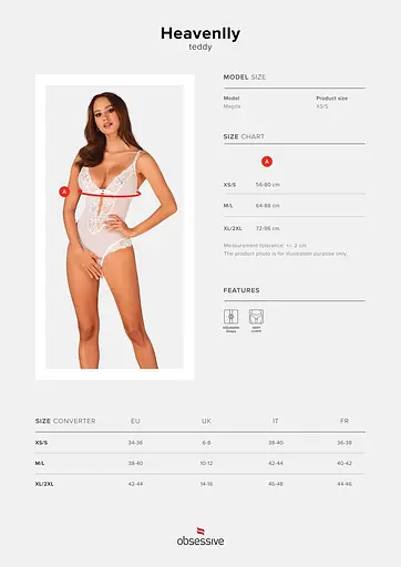 Obsessive Heavenlly crotchless teddy XS/S - фото 5