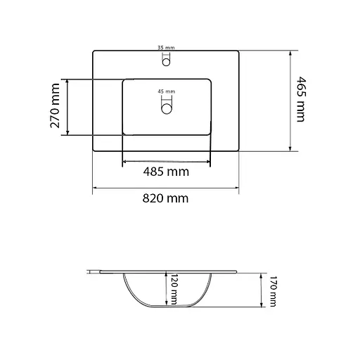 Умивальник VBI Ferrara 80 white врізний VBI-018044, Білий - фото 3