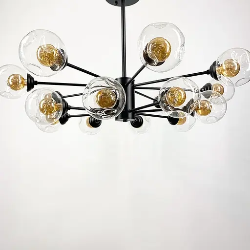 Люстра-молекула в чорному кольорі корпусу з 16 подвійними плафонами | Line F | Арт. 5033/16 - фото 1