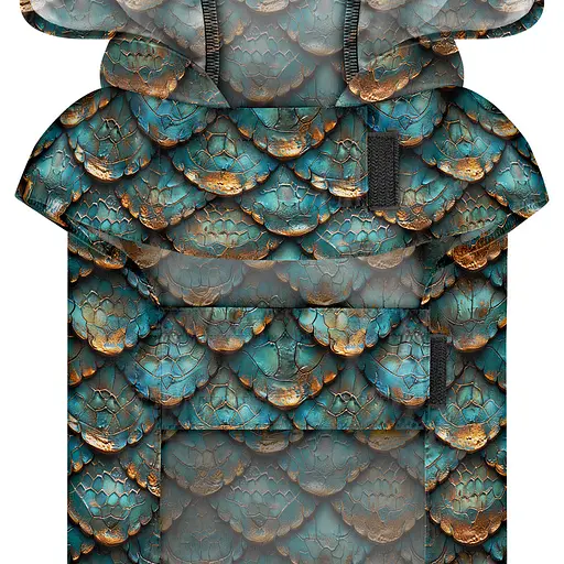 Дощовик-накидка з капюшоном для собак Waudog Clothes малюнок Луска L А 48-52 см B 60-70 см С 42-52 см - фото 3