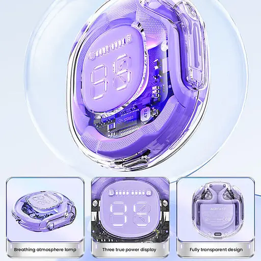 Бездротові навушники Acefast TWS T8 вакуумні фіолетові - фото 10