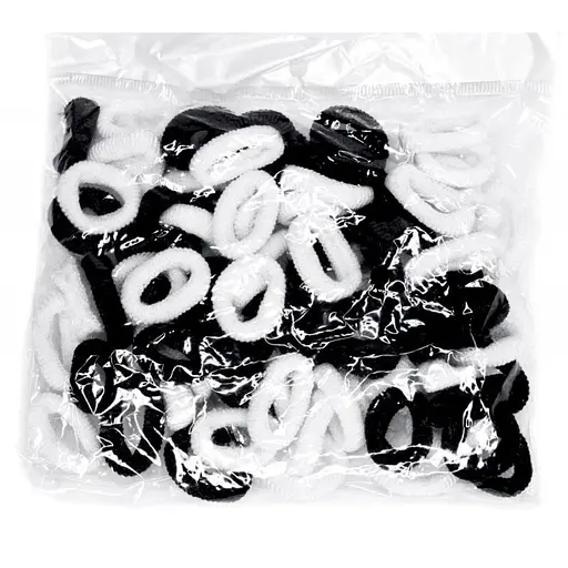Дитяча резинка для волосся La-beauty 0307-1128 мікрофібра, чорно-білий, набір 100 шт - фото 1