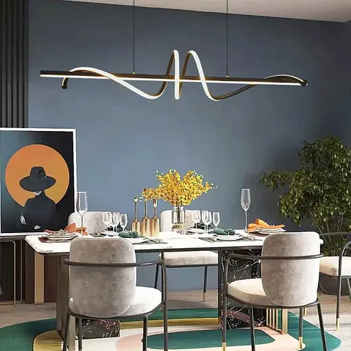 Скандинавська LED люстра у чорному корпусі 120х23 см | Line F | Арт. H24L-1200 BK - фото 1