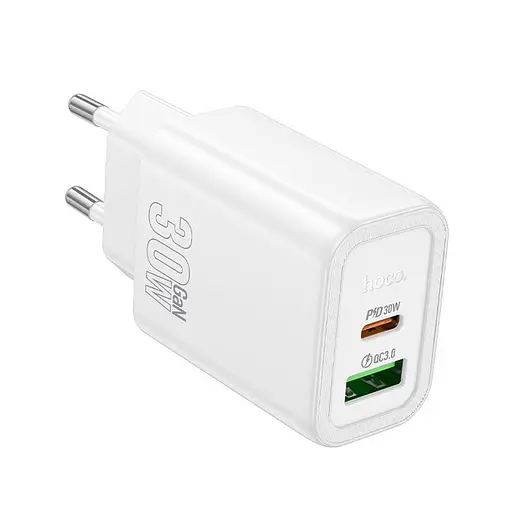 Адаптер мережевий HOCO Gentle charger N63 |1USB/1Type-C, 30W/3A, PD/QC| - фото 1