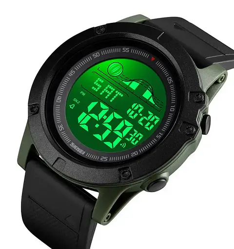 Чоловічий наручний годинник Skmei 1476 (Зелений із білим циферблатом) - фото 3