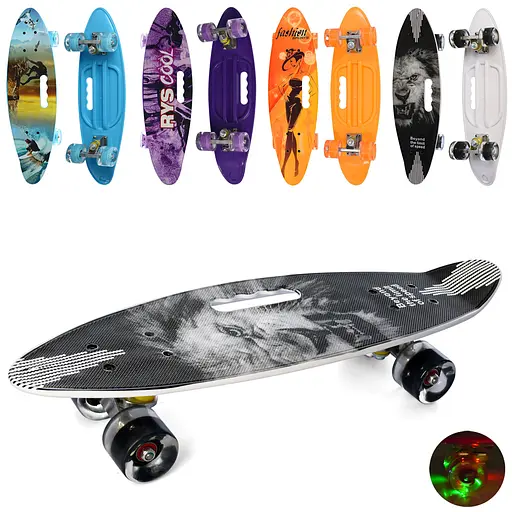 Скейт пенні, 60x16 см, алюмінієва підвіска, ручка, PU колеса зі світлом, антиковзання - фото 2