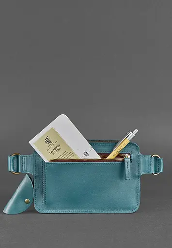 Шкіряна поясна сумка Dropbag Mini зелена - фото 5