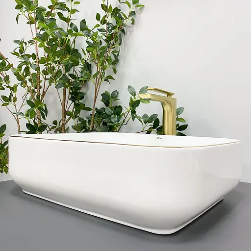 Умивальник VBI Palermo white gold Edge накладний VBI-012308, Золотий - фото 5