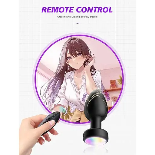 Анальна пробка, що світиться, з вібрацією та ПУ Light Anal Plug 3,5*9 см чорний - фото 3